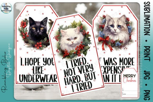 Christmas Holiday Cat Gift Tag Bundle 2