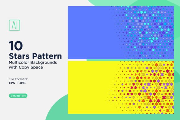 Colorful Stars Pattern Background Set