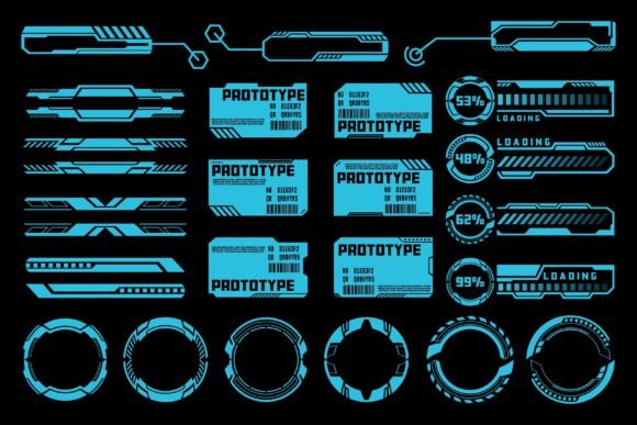 Futuristic Tech Interface HUD Elements