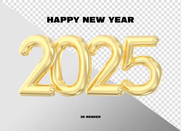 Happy New Year 2025 Number 3D Render