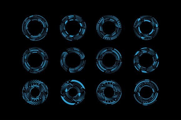 Hud Circular Blue Sci Fi Design Elements
