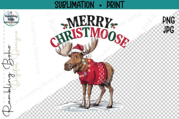 Merry Christmoose Funny Animal in Lights