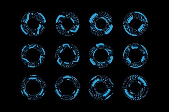 Set of Vector Abstract Hud Round Frame
