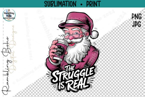 The Struggle is Real Jingle Java Santa: A Modern Holiday Design Essential
