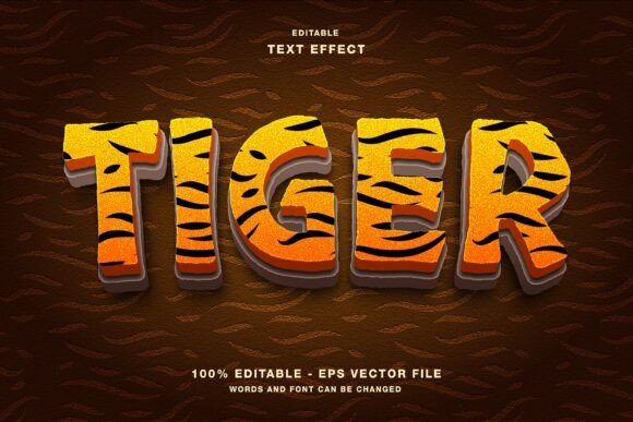 Tiger 3D Cartoon Text Effect for Illustrator